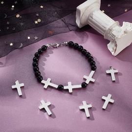 UNICRAFTALE 10Pcs Cross Spacer Beads Metal Smooth Beads Stainless Steel Beads Cross Beads Small Cross Beads Loose Beads for DIY Bracelet Necklace Jewelry Making Supplies 2mm Hole