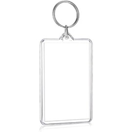 WinldMonmo Transparent Acrylic Keychain Photo Frame, 1.57 x 2.16 Inches, Double Sided, Rectangle, with Split Ring