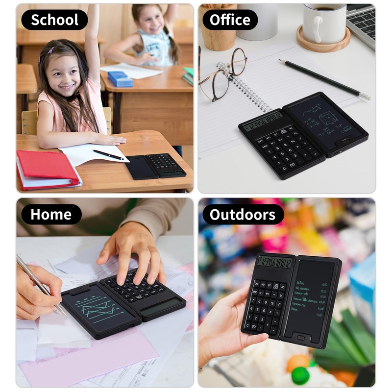 Desk Calculator, Portable Calculator with Notepad, Basic Calculator with Writing