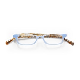 eyebobs - What Inheritance? | Premium Reading Glasses for Men and Women | Half-Rim Frames for Average Faces, Milky Blue, Brown & Blue Chop, 1.25