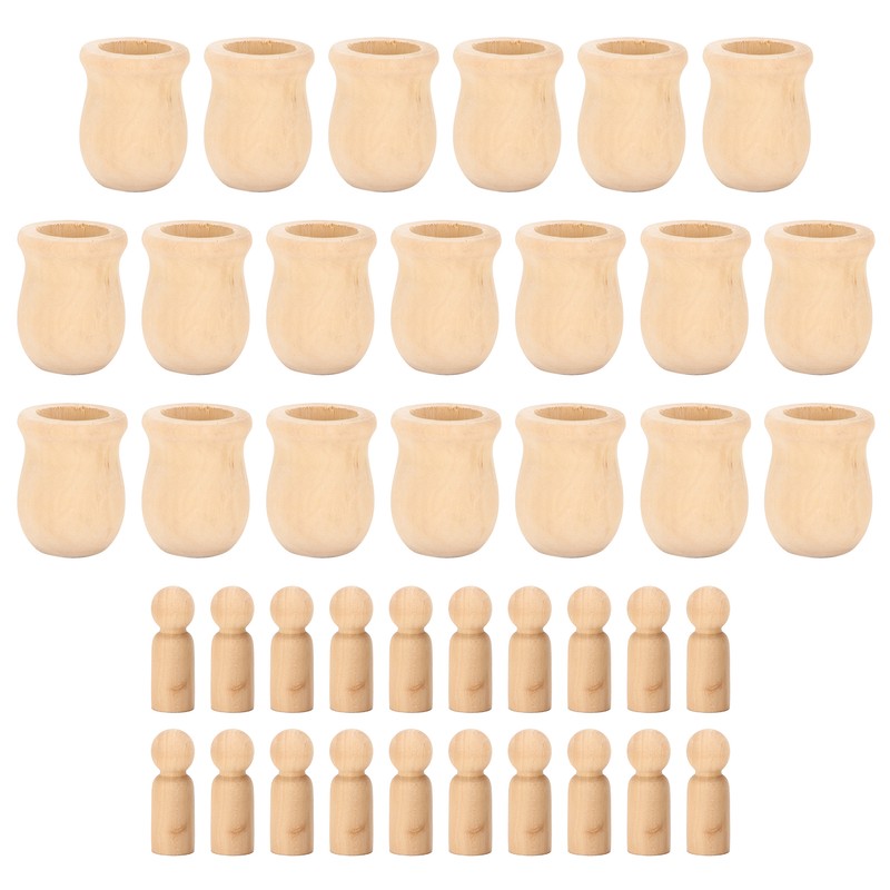 40Pcs Wooden Pegs Natural Unfinished Develop HandsOn Skills Wood Crafts