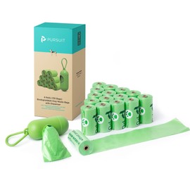 Green Pursuit Poop Bags for Dogs - Large Leak Proof Dog Poop Bags Rolls with Handle | Tear Resistant Dog Poop Bag with Dispenser | Degrades Faster, Easy to Open, Separate & Tie | 9"x13", 135 Bags