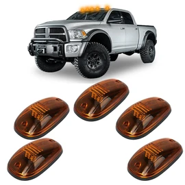 5x Amber Cab Roof Marker Lights Fit for Dodge Ram 1500 2500 3500 4500 5500 2003-2018 Top Roof Running Clearance Marker Light LED Cab Lights Pickup Trucks