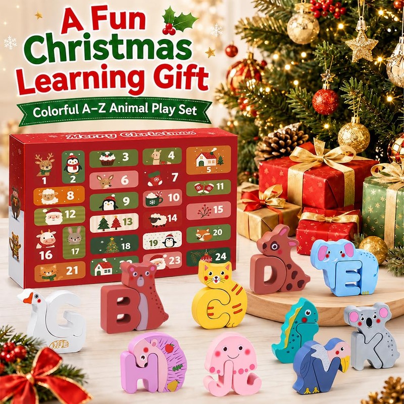 Teeanzo Advent Calendar ABC Animal Alphabet Matching Toddler Learning Toy