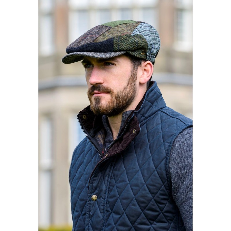 Irish Flat Cap Patchwork Hat Made in Ireland Trinity Tweed