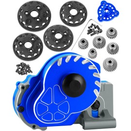 RCMYou Aluminum Transmission Gearbox w/Gear Upgrades Part for 1/10 Slash 2WD (VXL),Rustler 2WD (VXL),Stampede 2WD (VXL),Bandit 2WD (VXL),Navy Blue