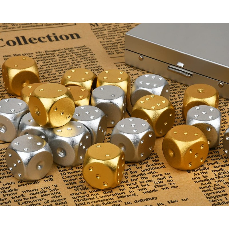 SCSpecial Aluminum Alloy Dice 5 Pieces 16mm Portable Metal Dices