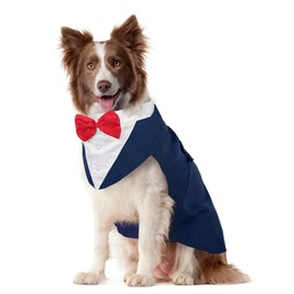 Kuoser Dog Tuxedo Dog Suit and Bandana Set, Dogs Tuxedo Wedding Party Suit, Doggy Prince Bow Tie Shirt Formal Pet Wedding Attire for Large Medium and Small Dogs Golden Retriever Samo Bulldogs