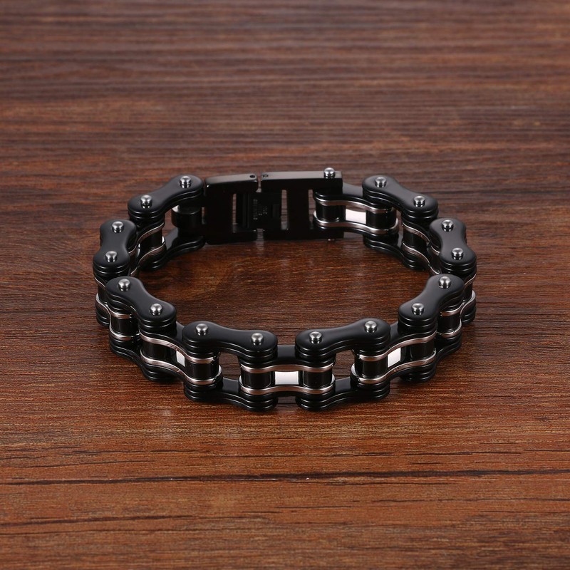 Cupimatch Men's Biker Motorcycle Chain Bracelet Stainless Steel 13 mm