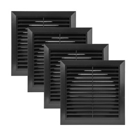 Vent Systems 6" Duct - 8" x 8" Outside Pack of 4 Air Vent Cover - Bathroom Exhaust Vents Pipe - Black Louvered Outdoor Dryer Vent Cover - Black 150 mm 200 x 200 mm