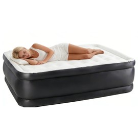 Simple Deluxe Twin Size Air Mattress with Built-in Electric Air Pump - Quick Inflation, 18" Tall Waterproof Foldable Airbed with Carrying Bag for Home Guests, Travel & Outdoor Use
