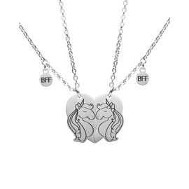 2Pcs Unicorn Half Heart Necklace Set Friendship Gift for Sisters BFF