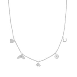 Honeycat Lucky Charms Necklace (Heart, Rainbow, Starburst, Daisy, Horseshoe) in Gold, Rose Gold, or Silver | Minimalist, Delicate Jewelry (Silver)