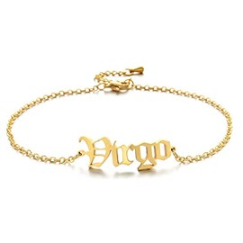 Zodiac Sign Anklet for Women, 12 Constellation Ankle Bracelets Gold Silver Horoscope Anklet Adjustable Foot Chain Dainty Brithday Gifts - virgo