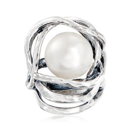 Ross-Simons 12-12.5mm Cultured Pearl Openwork Ring in Sterling Silver. Size 9