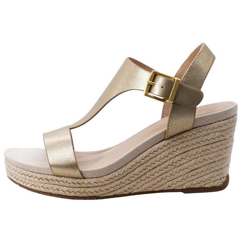 Kenneth Cole REACTION Women's Card Wedge, Soft Gold PU, 9