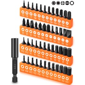AEJ 49-Pack Screwdriver Bit Set, Hex Head Drill Bit Set, Torx Square Slotted Phillips Bit Set with 1/4" Bit Holder, 1/4 Hex Shank, S2 Steel, 1"Long