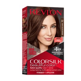 Revlon Colorsilk Beautiful Color Permanent Hair Color, Long-Lasting High-Definition Color, Shine & Silky Softness with 100% Gray Coverage, Ammonia Free, 037 Dark Golden Brown, 1 Pack