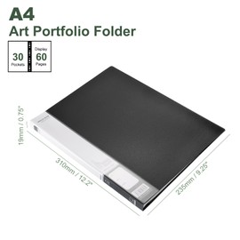 M&G 30-Pocket Binder with PP Plastic Sleeves A4(Black), Art Portfolio Folder with Clear Sheet Protectors, Display 60 Pages for Organizing Documents, 310x235x19mm