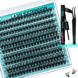 Lash Clusters Kit 200pcs, Eyelash Extension Kit 70D D Curl Diy Cluster Eyelashes Extensions Eyelash Bond and Remover Waterproof Lash Applicator Tools for 9-16mm Mix Lashes Beginner Self Use at home