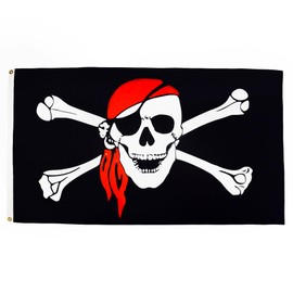 AZ FLAG - Flagge Pirat Rotes Halstuch - 150x90 cm - Piraten Totenkopf Fahne 100% Polyester mit Messing-Ösen - 110g