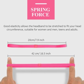 Sumind 4 Pieces Thick Non-Slip Elastic Sport Men Thin Headbands Football Hair Headbands for Women(Fluorescent Green, Rose Red, Green, Royal Blue)