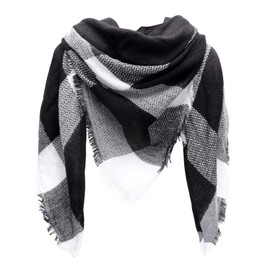 Kakaly Women Tartan Scarf - Winter Plaid Blanket Scarfs Warm Large Triangle Shawl Wrap Cashmere Soft Checked Ladies Scarves Gifts