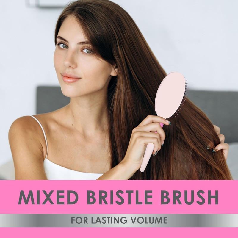 Mixed Bristle Oval Hair Brush w/Soft Touch handle for Frizz-Free,