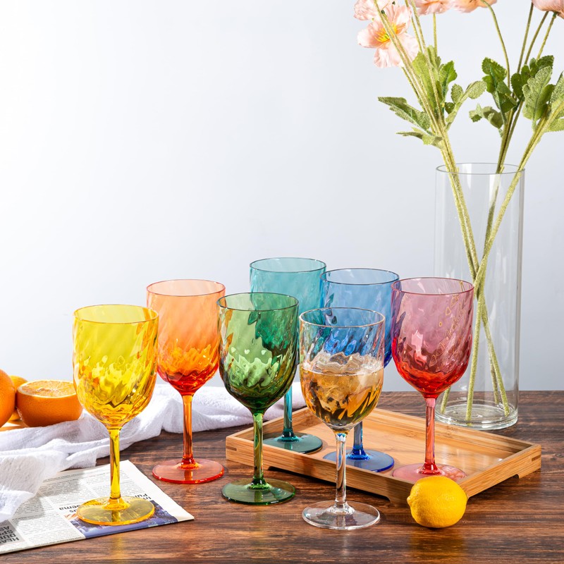 KOXIN-KARLU Unbreakable Classic 14 ounce All-Purpose Plastic Stem Wine Glasses