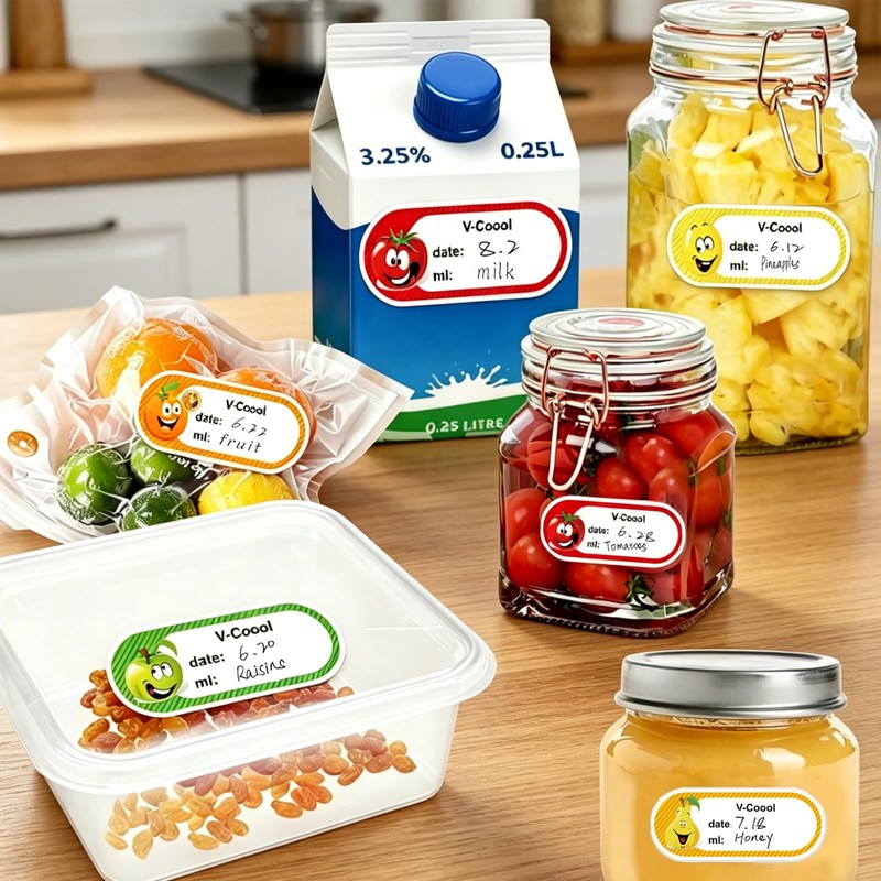 2 Rolls 500Pcs Removable Food Labels, 1 "x 2" Waterproof