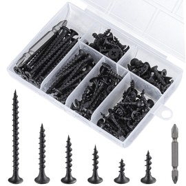 Wensilon #6 Black Fastener Drywall Screws Kit-Phillips with coarse Threaded tip, Black, Suitable for Drywall Slate, Wood, etc.