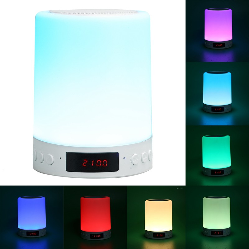 Bluetooth Speaker Alarm Clock Colorful Night Light Touch Control LED