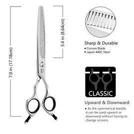 HASHIMOTO Straight Fluffer Scissors for Dog Grooming, 42 Teeth, 50% Thinning Rate, 7.0 inch, Light Weight, Designed to Remove Bulk Quickly While Leaving a Natural Finish for Groomers.