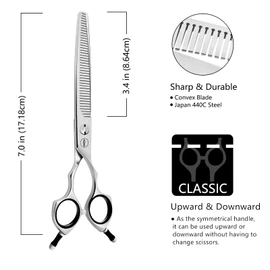 HASHIMOTO Straight Fluffer Scissors for Dog Grooming, 42 Teeth, 50% Thinning Rate, 7.0 inch, Light Weight, Designed to Remove Bulk Quickly While Leaving a Natural Finish for Groomers.