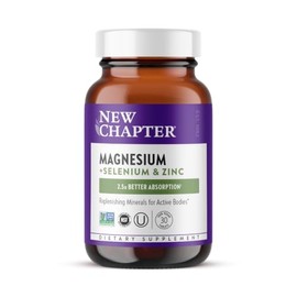 Suplemento de magnesio, selenio y zinc New Chapter para cuerpos activos, recuperación después del ejercicio con minerales de apoyo muscular + electrol