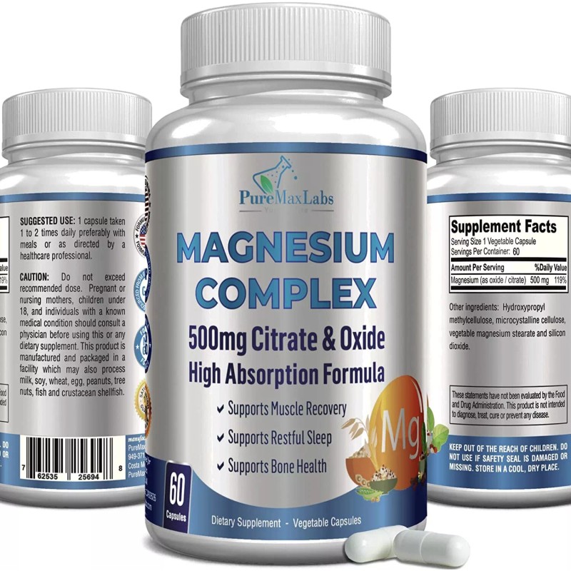 Magnesium Citrate Citrato de Magnesio 500 mg puro Citrato de