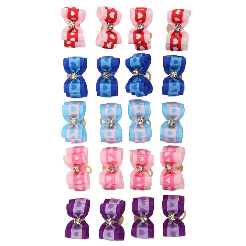 20pcs Pet Hair Bows Dog Grooming Bows with Rubber Bands