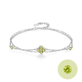 PHNIBIRD Clover Bracelet 925 Sterling Silver Dainty Love Friendship Birthstone Bracelet Lucky Four-Leaf Clover Jewellery for Women and Girls, 16 + 3 cm, Sterling Silver, Cubic Zirconia