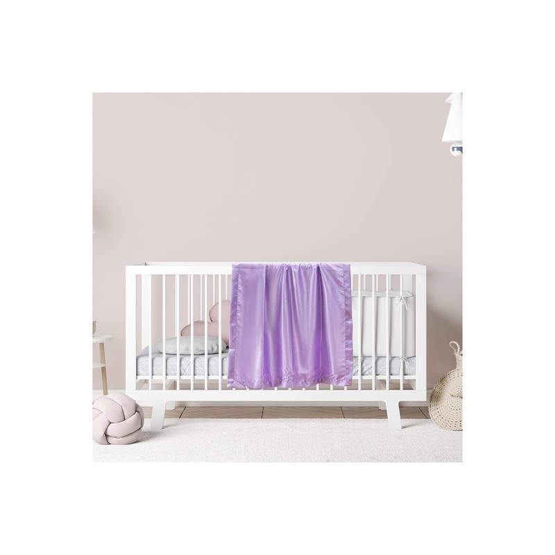 Heavens Cuddles Double Sided Pure Satin Baby Blanket 48"x36" (Lavender)