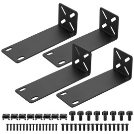 Rack Mount Kit, Adjustable 14-30 mm Rack Bracket, 19 Inch Switch Holder, Rack Ears Compatible with Netgear TRENDnet Cisco D-Link HP, Mounting of 7.9 Inch Widths up to 19 Inch Devices (143 mm)