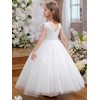 Fancy Sequin Beaded Girls Pageant Ball Gown Lace V Back