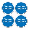 SAFESIGN (4 Pack) Fire Door Keep Shut Sign Stickers (Round)(80mm
