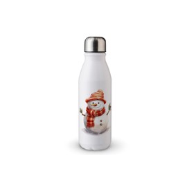 MAXIKIWI - Einwandige Wasserflasche mit Schraubverschluss, nicht isoliert, leichtes Aluminium, BPA-frei, auslaufsicher, 145 süßer Weihnachtsschneemann, 500 ml