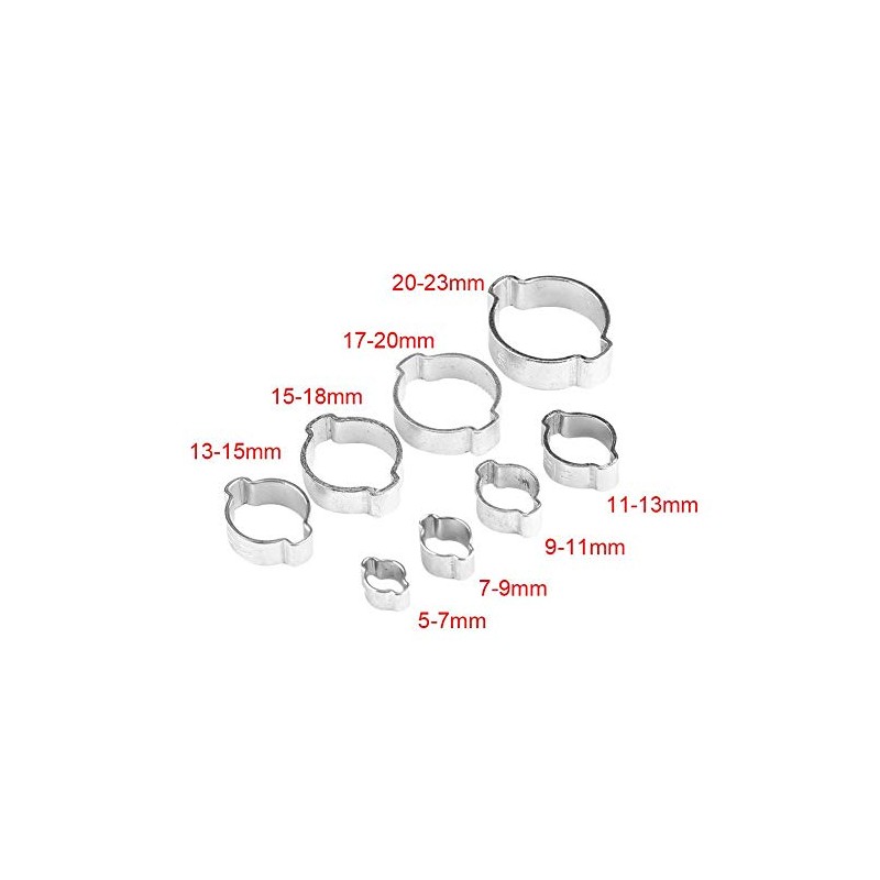 Pack of 10 Double Ear Galvanised Stainless Steel Hose Clips