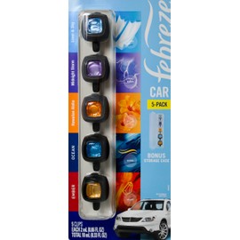 Febreze Mixed Scents Air Freshener, 5 Car Vent Clips, 5 Count (Pack of 1)