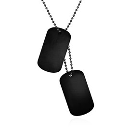 JewelryWe Jewellery, Men's Dog Tag Necklace, Stainless Steel, with 2 High-Gloss, Polished Dog Tags and 60 cm Chain, Colours: Silver, Black, Gold, Customisable, Stainless Steel