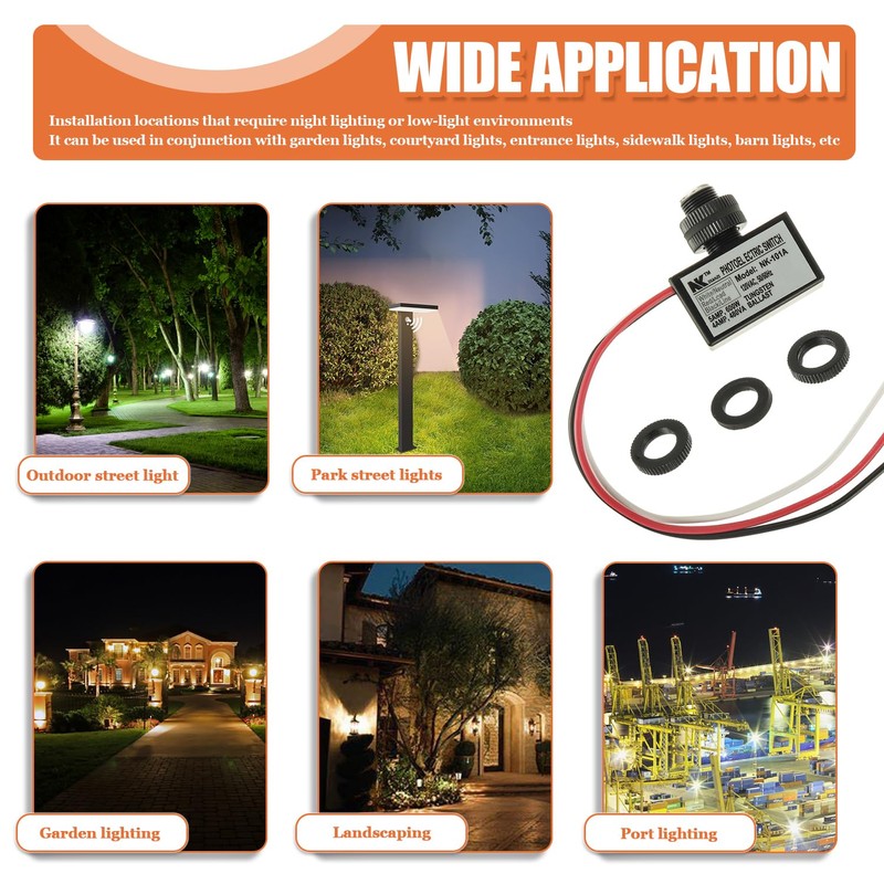 JAMHER 2 Pack 105V-130V AC Photocell Light Sensor Light Control