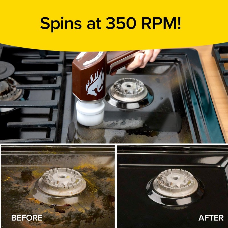 Horsepower Scrubber AS-SEEN-ON-TV Waterproof Rechargeable Handheld 350 RPM Includes 5