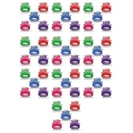 Beistle 50 Piece Happy New Year Headband Tiaras NYE Party Favors Photo Booth Props