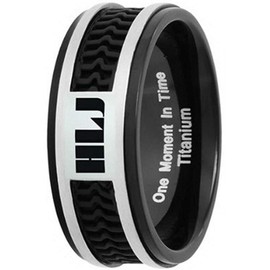 J120S Size (12) Spanish HLJ CTR Ring Elements Black Titanium with Rubber Inlay Designer inspired silver jewelry modern exclusive